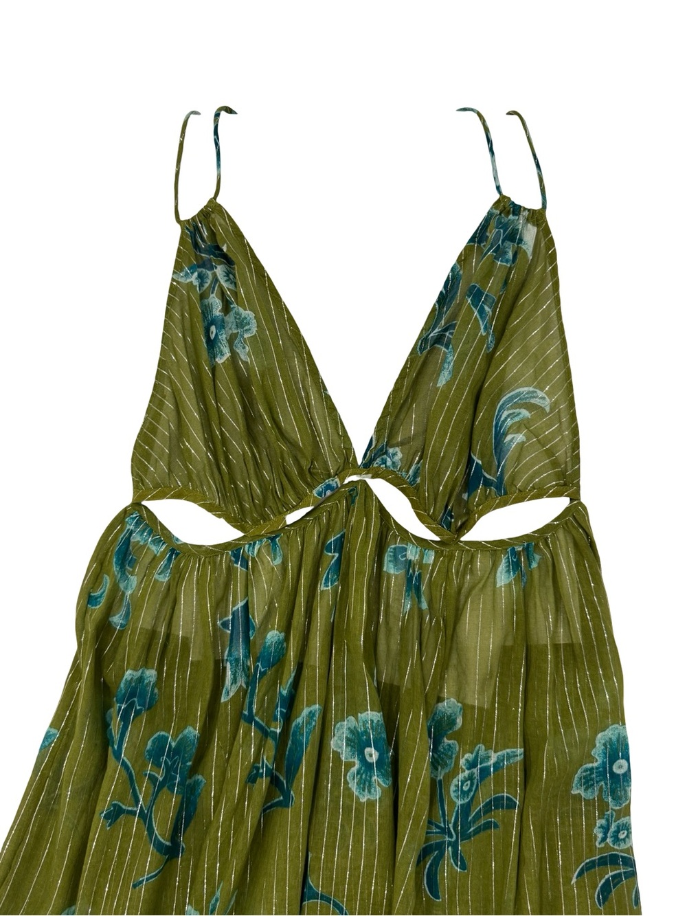 Anthropologie Green Floral Halter Maxi Dress - Picture 10 of 16
